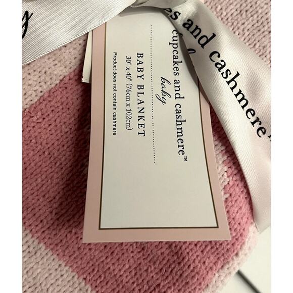 Cupcakes and Cashmere BABY Blanket Pink Hearts 30x40 - Picture 3 of 4